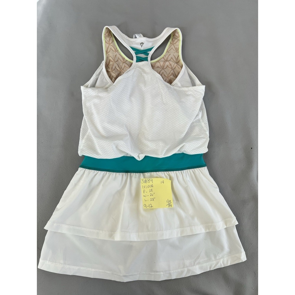 Ivivva Romper Size 14 Girls White /Green Tiered Dress-Look Sleeveless - Picture 8 of 8